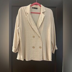 Zara Beige Textured Jacket